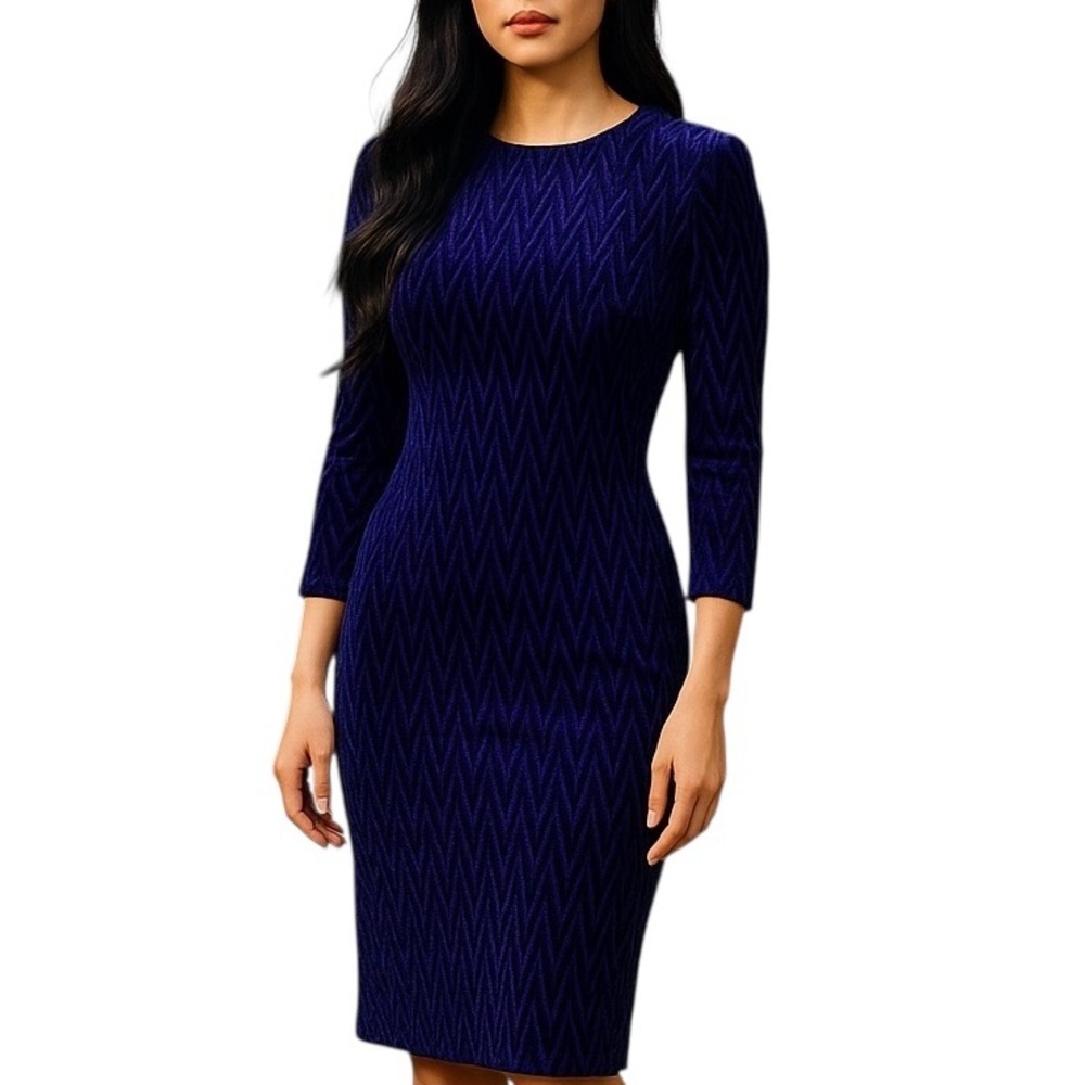 New Maggy London Dress. Blue Velvet. Sz. 4